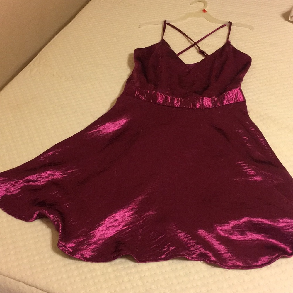 COPY - Metallic magenta satin dress